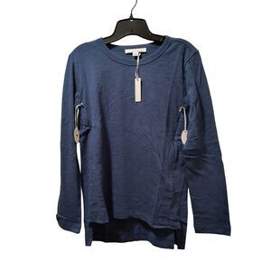 Loyal Hana Kendal Maternity Nursing Top XS Indigo Blue Cotton Long Sleeve NWT